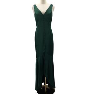FORMAL PARTY AW BRIDAL 4 S hunter green hi low bridesmaid maxi dress NEW 0B8